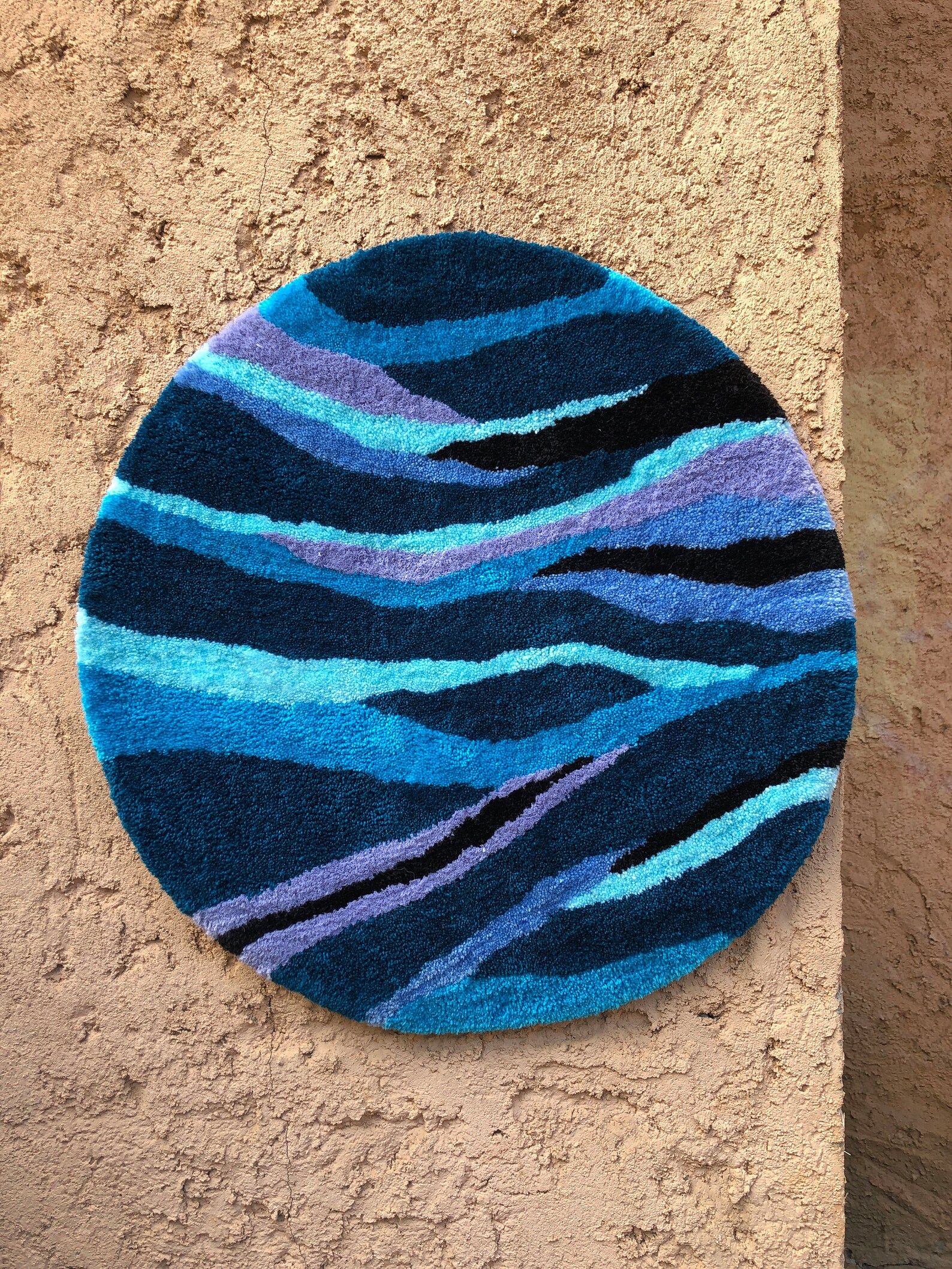 Fluffy & cozy blue round rug Etsy