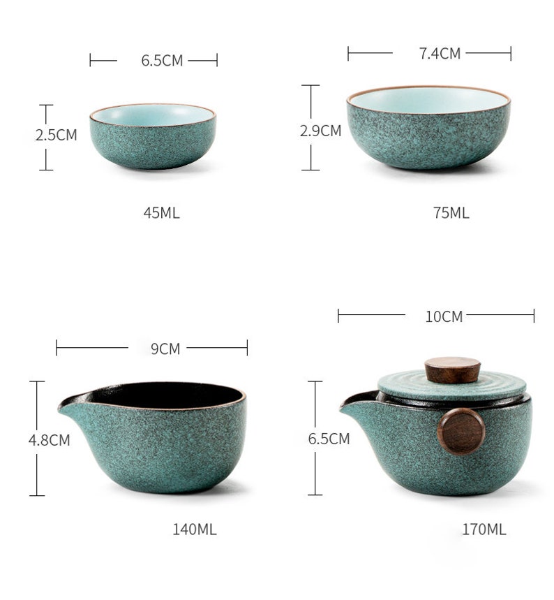 Embersceramic Green Ceramic Tea Cups and Sets Chinese Tea Set
