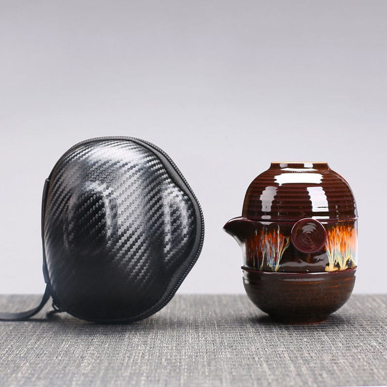 Embersceramic Ceramic Teapot Gaiwan With 2 Cups Travel Tea Set Etsy