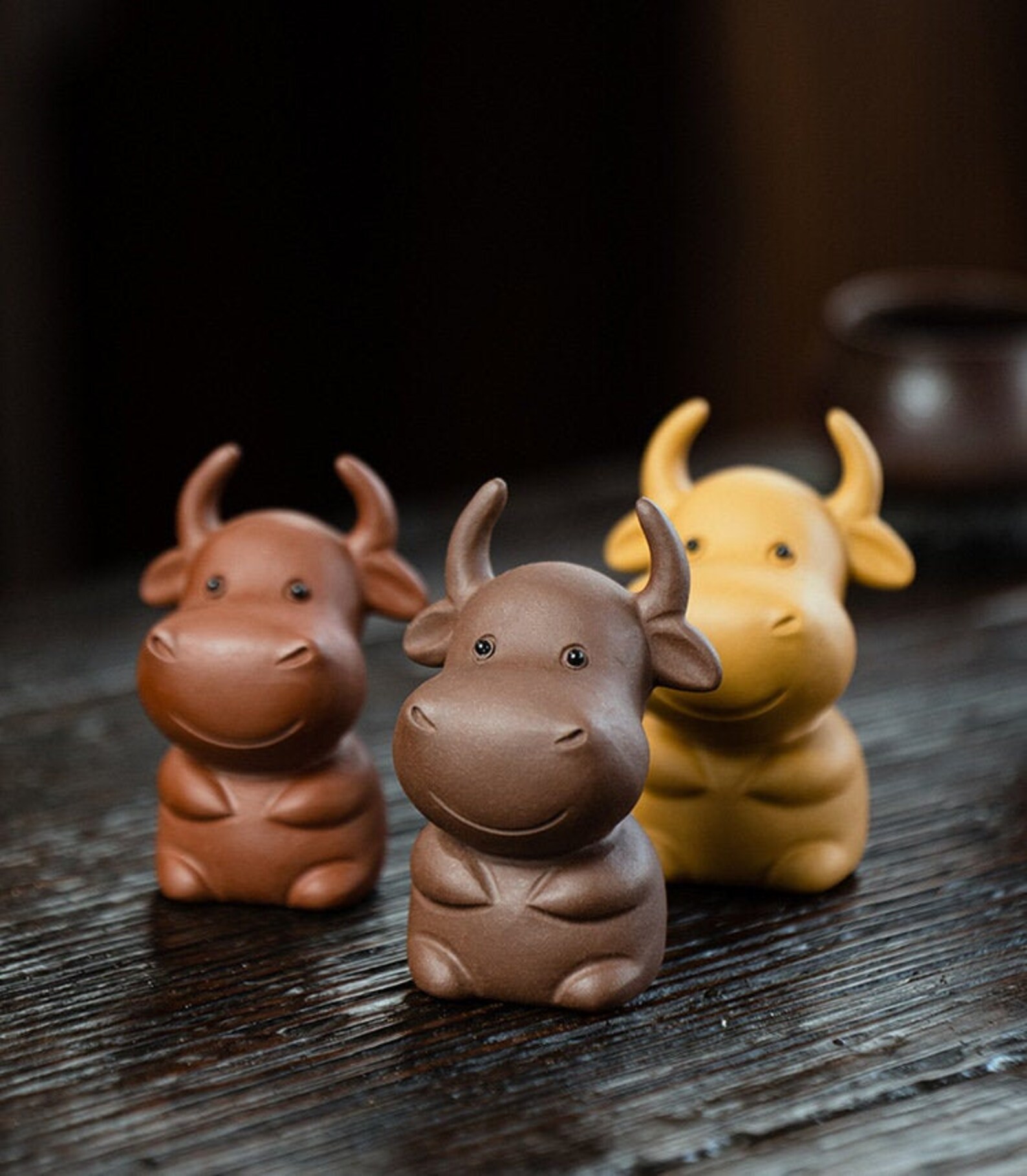 Embersceramic Purple Clay Tea Pets Cute Cow Tea Table Decor Etsy