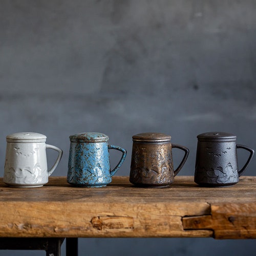 Ceramic Tea Mug With Infuser Mountain Japanese Ceramic Tea Cup Etsy