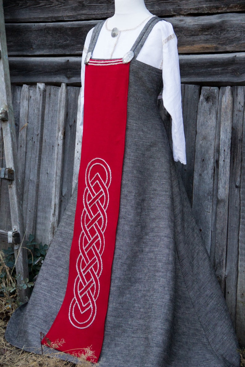 Viking Apron Dress Set Lacing Handmade Embroidery Viking Dress Etsy
