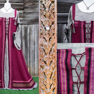 Viking apron dress set Linen