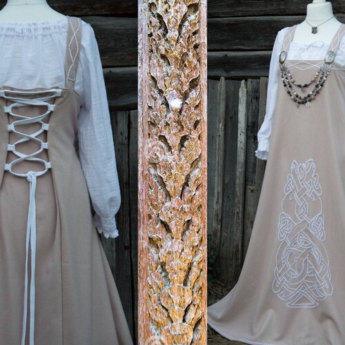 Viking Wedding Dress Plus Size Viking Apron Dress Set Wool Etsy