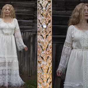 Wedding viking dress Pagan wedding dress Lace wedding dress Natural Wedding Dress Celtic Wedding Dress Eco-bride