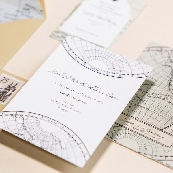 PARTECIPAZIONI mod. WANDERLUST • Wedding suite / Coordinato Nozze / Inviti di matrimonio • viaggi / ecologico / vintage / mappa