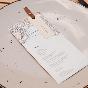 Menu WANDERLUST • Papeterie mariage / Mariage coordonné / Faire-part de mariage • voyage / écologique / vintage / carte