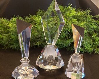 Set of Three IRICE Vintage WEST GERMANY Hand Cut Lead Crystal  Perfume Bottles
