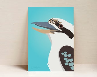 Kookaburra Print, Bird Print, Australian Bird Wall Art, Digital Illustration