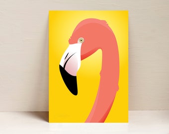 Flamingo Print, Parrot Print, Bird Wall Art, Digital Illustration