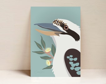 Kookaburra Print, Bird Print, Australian Bird Wall Art, Digital Illustration