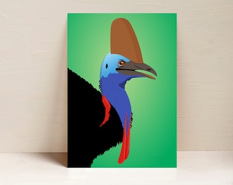 Cassowary Print, Bird Print, Australian Bird Wall Art, Digital Illustration