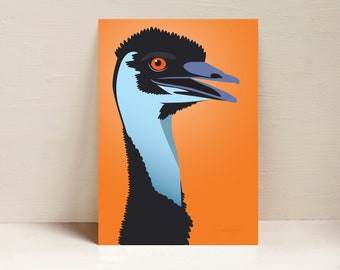 Emu Print, Bird Print, Australian Bird Wall Art, Digital Illustration