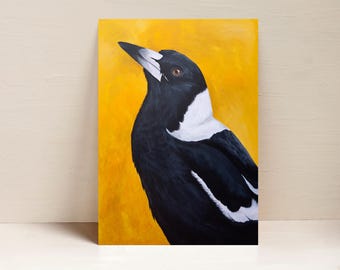 Magpie Print, Bird Print, Australian Bird Wall Art, Art Acrylic Print