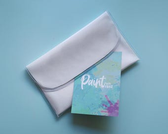 Paint your own Clutch Bag Kit, clear PVC vinyl, statement clutch, DIY, canvas insert, handmade bag, wearable art