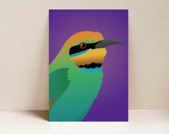 Rainbow Bee-eater Print, Bird Print, Australian Bird Wall Art, Digital Illustration