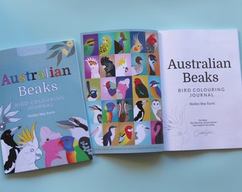 Australian Beaks Bird Colouring Journal, educational bird watching for kids and adults