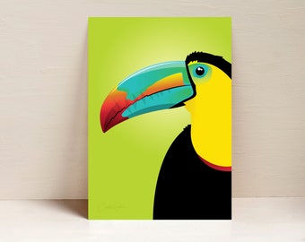 Toucan Print, Parrot Print, Bird Wall Art, Digital Illustration