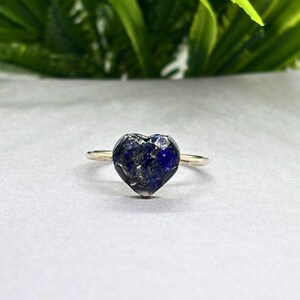 Lapis Lazuli Heart Ring 925 Sterling Silver | Handmade Blue Gemstone Ring | Dainty Boho Jewelry | Gift for Her | Crystal Healing Ring