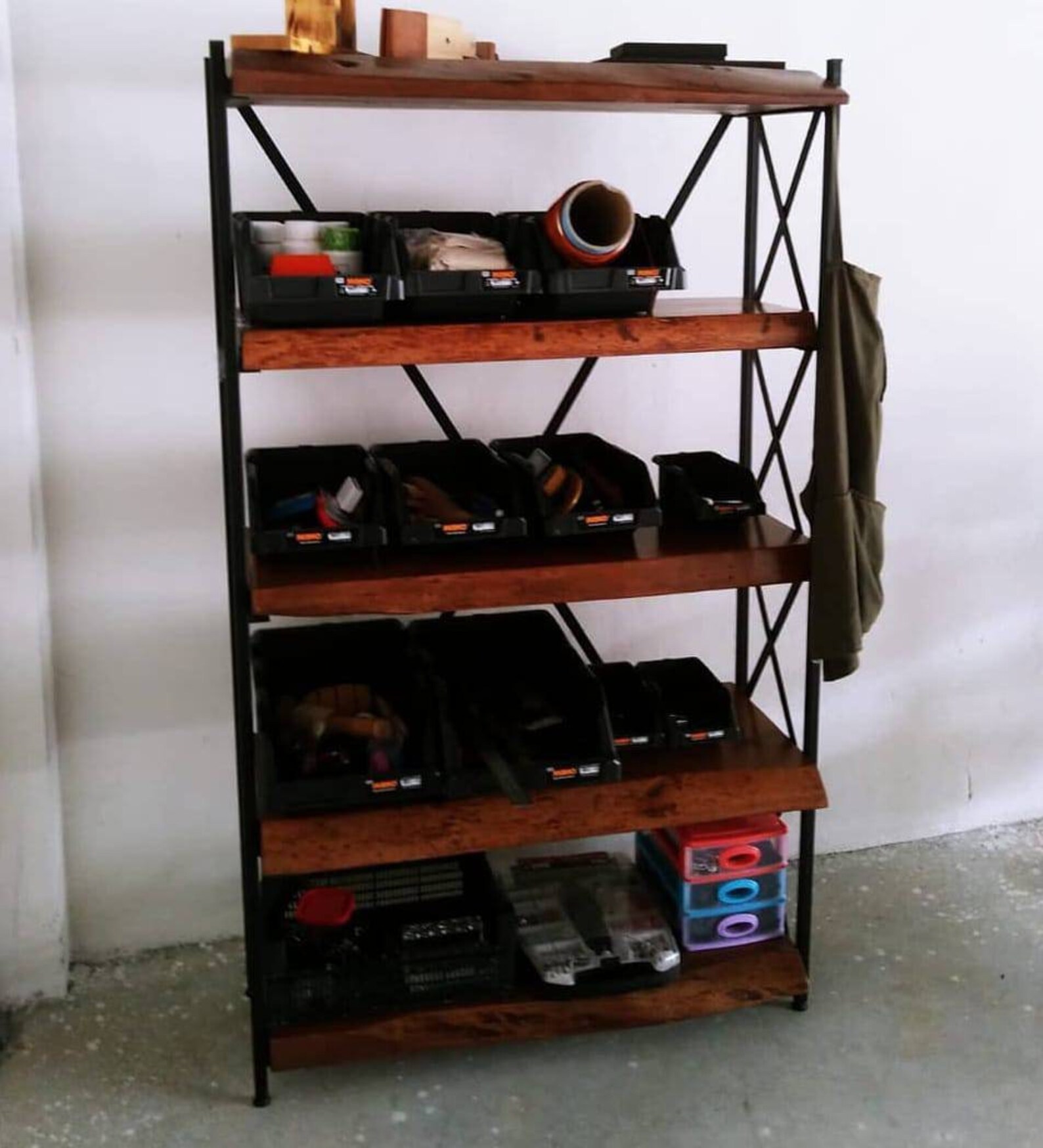 Live Edge Wooden Bookcase Metal Leg bookshelf Rustic Library Etsy