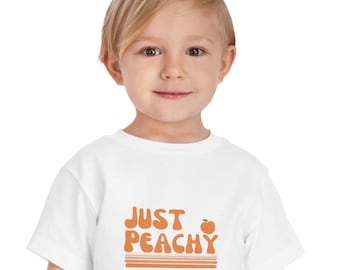 Just Peachy peutershirt - schattig peutershirt, peutershirt met print, leuk kindershirt, leuk peutershirt, leuk kindershirt met print, retro