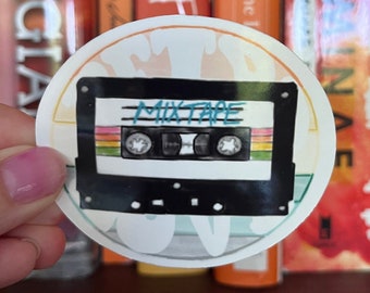 80s Mix Tape Sticker- aesthetic, weatherproof sticker for laptop, water bottle, kindle, journal; retro sticker, 80s sticker, cassette tape