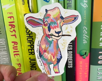 Fun Goat Sticker- aesthetic, weatherproof sticker for laptop, kindle, water bottle, journal; pastel goat, self love goat, rainbow goat, cute