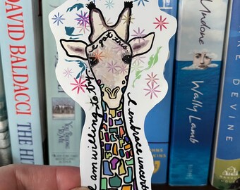 Giraffe Laptop Sticker- aesthetic, weatherproof sticker for laptop, kindle, water bottle, journal; Colorful giraffe, Inspirational sticker
