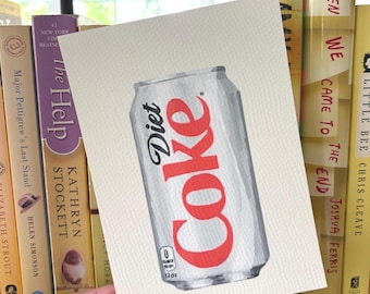 Small Wall Art- Diet Coke Can Print- Hand painted, original art, 5x7 8x10 wall art, Diet Coke lover, Diet Coke art, mom gift, friend gift