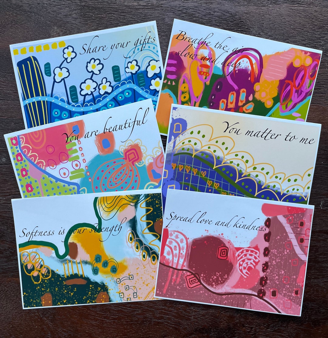 ABSTRACT NOTECARDS, Greeting Card Set, Stationary, Set of 6, Blank Note ...