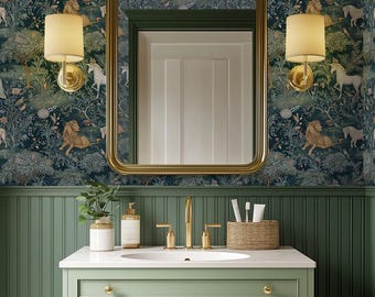 William Morris Animal Wallpaper: Dark Blue Vintage Removable Wall Mural - BS293