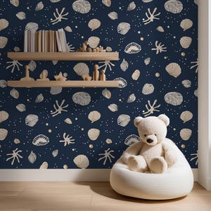 Shell Wallpaper: Ocean Nursery Pattern for Kids Room, Playroom, Bedroom - BS172
