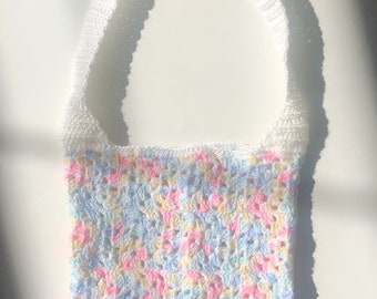 Pastel Crochet Granny Square Shoulder Bag