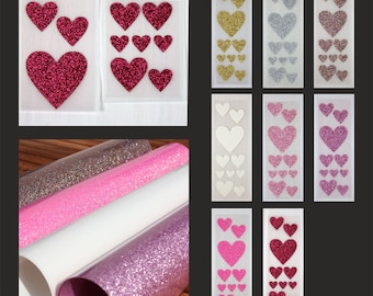 Corazones con purpurina, 10 piezas para planchar, corazón con purpurina de mica