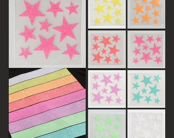 Glitzersterne Nachtleuchtend zum Aufbügeln 9 Stück Sterne Glow in the Dark Textilfolie