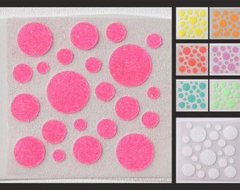 Glitzerpunkte Nachtleuchtend zum aufbügeln 21 Stück Dots Glow in the Dark Textilfolie