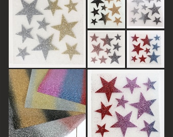 Glitzersterne Rainbow 9 Stück Bügelbild Sterne aufbügeln Glimmer