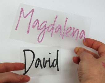 Bügelbild Wunschname in Diamond Glitter Name Kindername zum aufbügeln Wunschtext