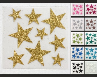 Glitter stars to iron on 9 pieces of stars to iron on gold stars