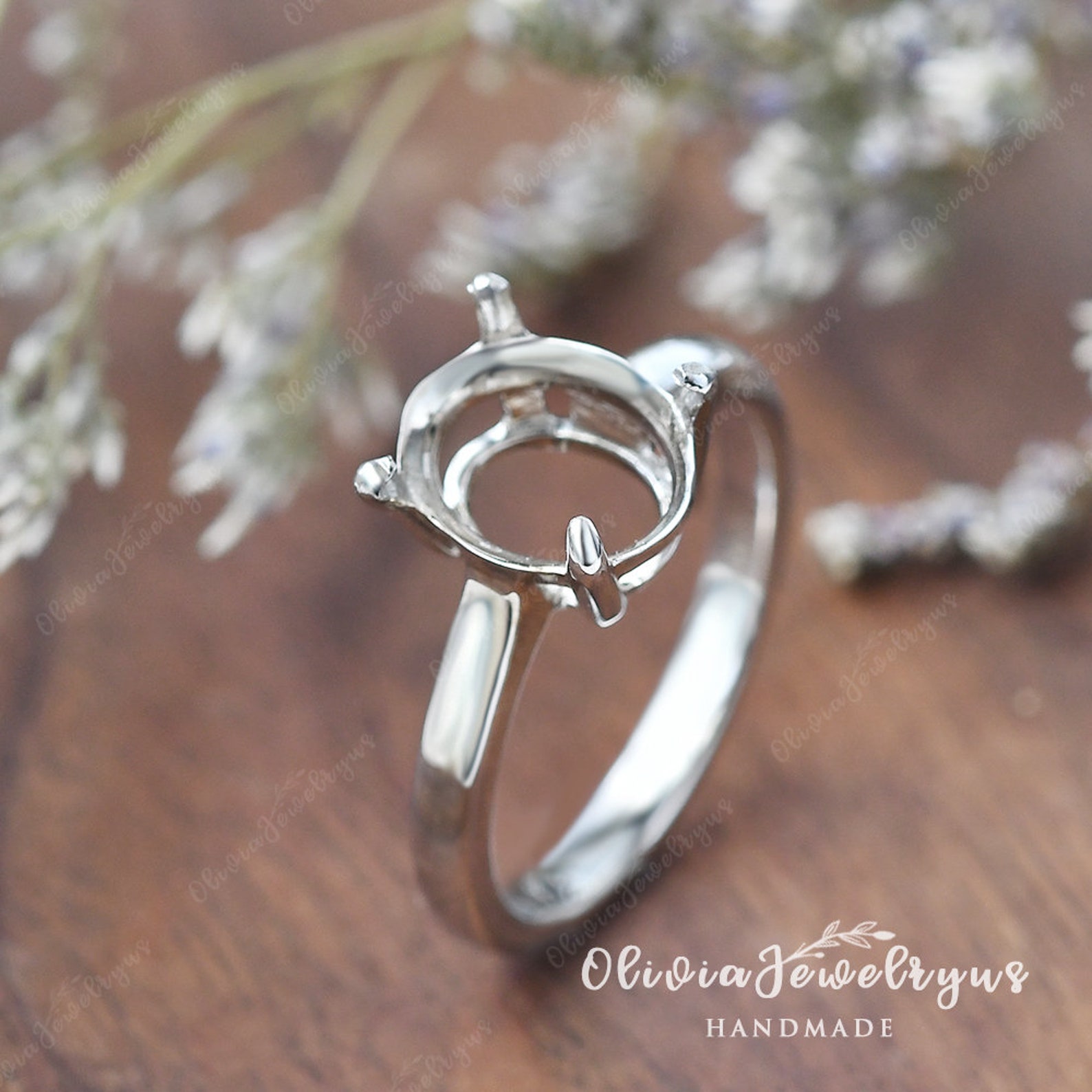 Custom Ring Settings Without Stone White Gold Classic Ring Etsy