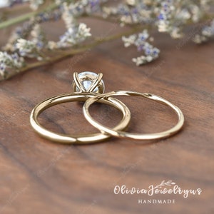Moissanite Bridal Sets Solitaire Engagement Ring Sets Round Cut ...