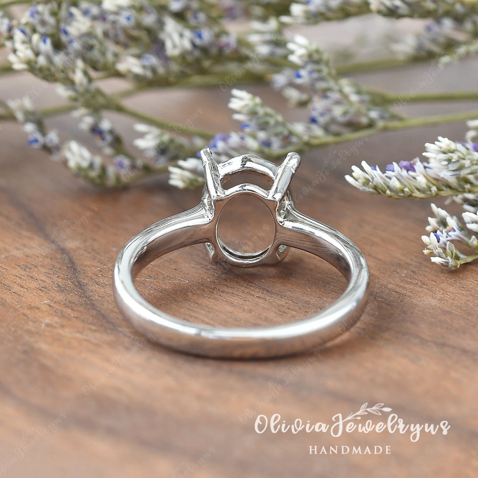 Custom Ring Settings Without Stone White Gold Classic Ring Etsy