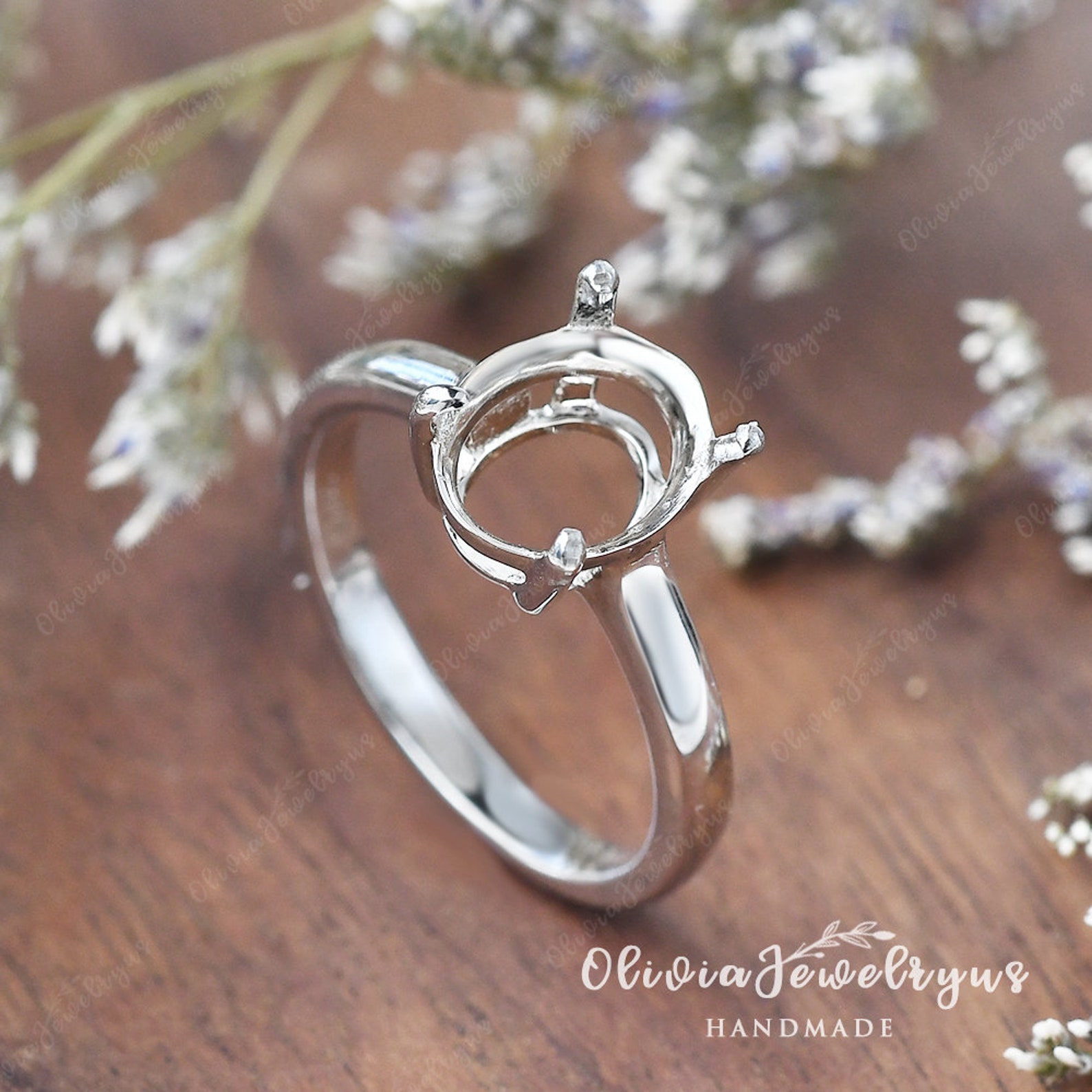 Custom Ring Settings Without Stone White Gold Classic Ring Etsy