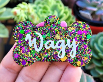 Mardi Gras Pet Tag,Resin Pet Tag,DogTag,Personalized