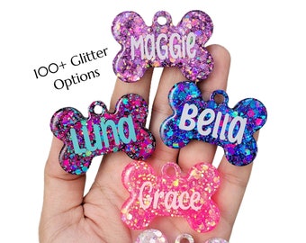 Glitter Pet Tag | Personalized Resin Dog ID Tag