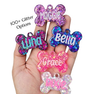 Glitter Pet Tag,Resin Pet Tag,Dog Tag,Personalized,Valentine&#39;s Day,Halloween,Christmas
