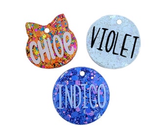 Cat Tag,Resin Pet Tag,Glitter Tag,Dog Tag,Personalized