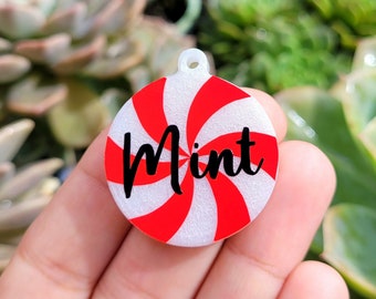 Candy Cane Pet Tag,Peppermint,Resin Pet Tag,Dog Tag,Personalized