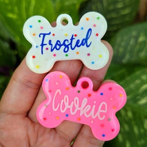 Frosted Cookie Pet Tag,Resin Pet Tag,DogTag,Personalized
