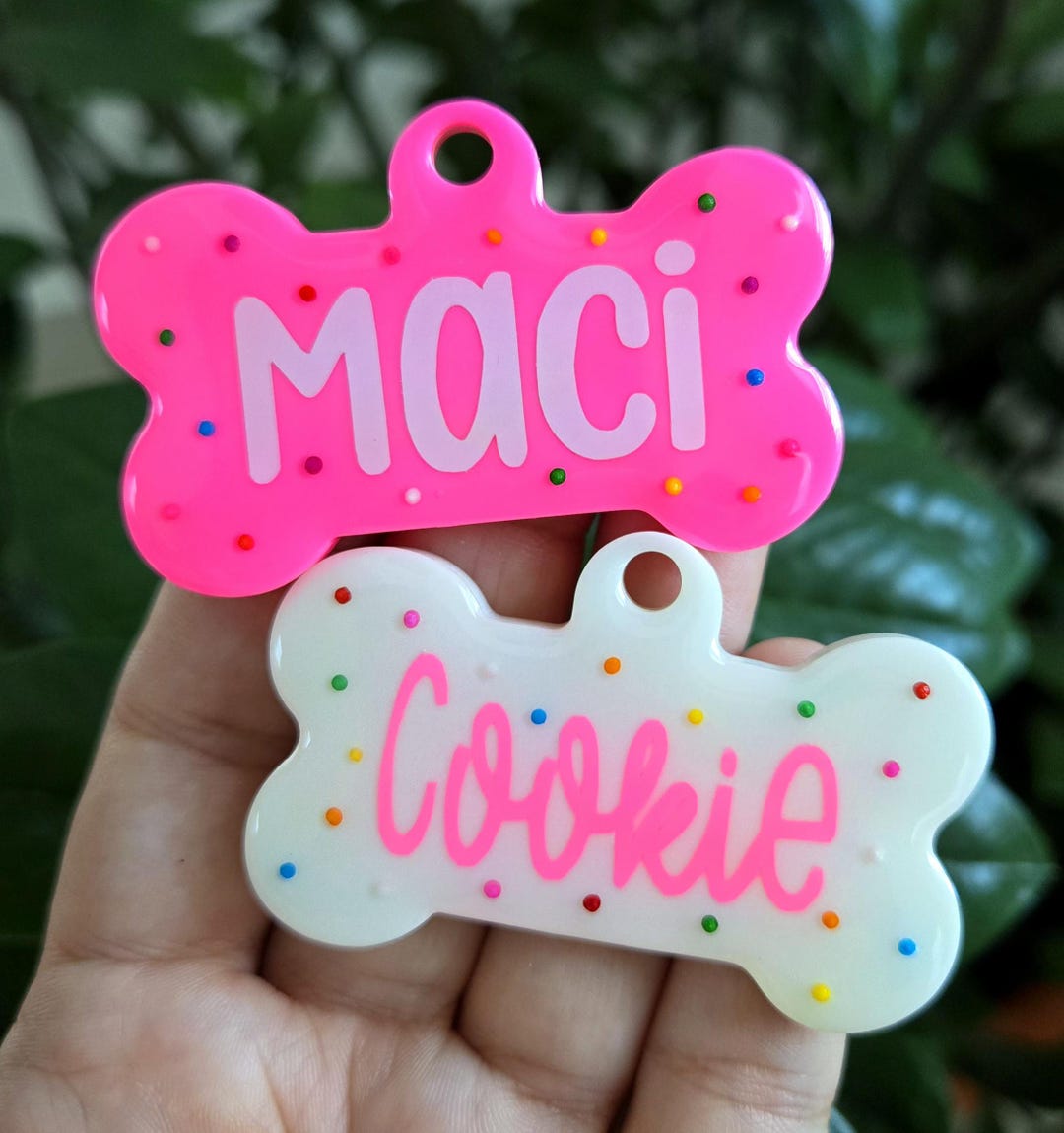 Raspberry Dog Tag Frosted Cookie Pet Tag | Personalized Resin Dog ID Tag - Etsy